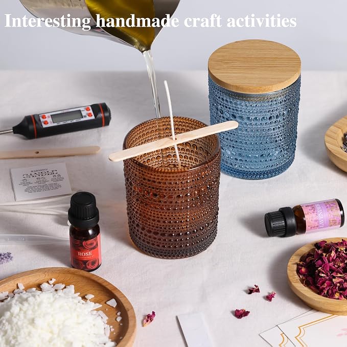 DARJEN Candle Making Kit for Beginners, 2 Jars Soy Wax Scented DIY Set | 100% Soy Wax, 10oz Glass Jars, Natural Cotton Wicks, Pleasant Scents, Instruction& More- Perfect as Home Decorations