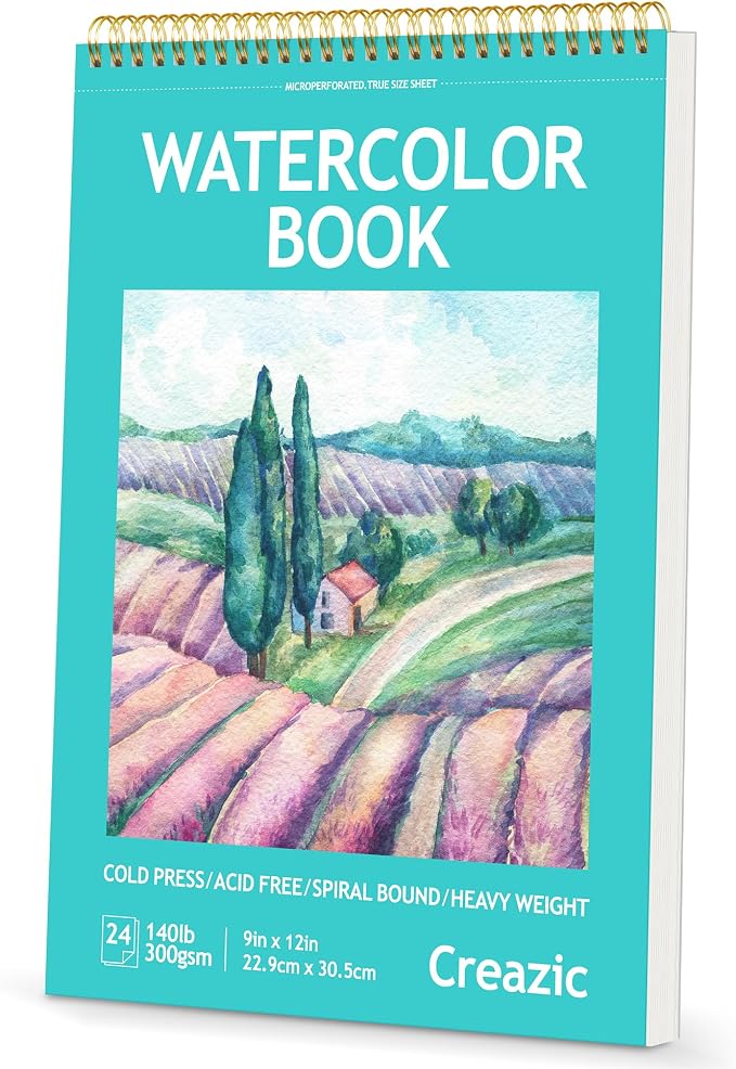 9"x12" Watercolor Pad, 140lb/300gsm Watercolor Paper, 24 Sheets