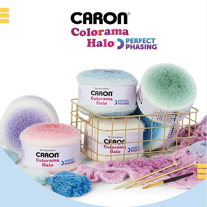 Caron Colorama Halo Cake Ombre Yarn for Crocheting, Skylight Frost, 2-Pack