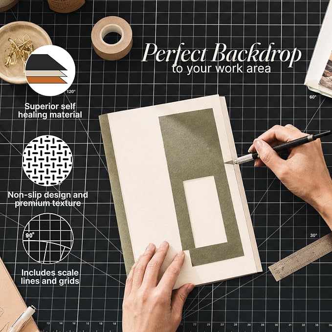 Premium Self Healing Cutting Mat - 36 Inches by 48 inches - A0-3 Layer Quality PVC Construction - Dual Sided, Imperial and Metric Grid Lines - Perfect for Cutting, Sewing, and Crafts