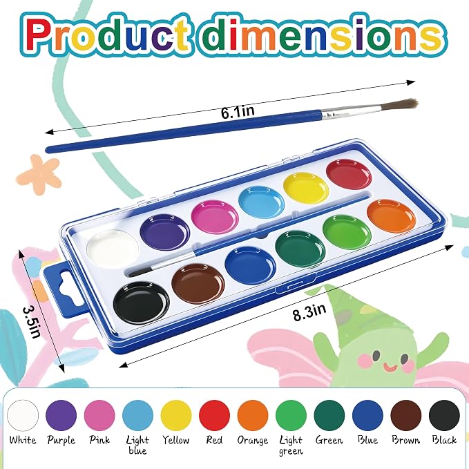 30 Pack Watercolor Paint Set Bulk – 12 Colors Washable Watercolor Paints with Brushes for Kids & Adults | Watercolor, Watercolor Paint, Water Color Paint Sets for Kids, Watercolors, Water Paint Set, Acuarelas, Kid Watercolor Paint Set, Watercolor Sets ...