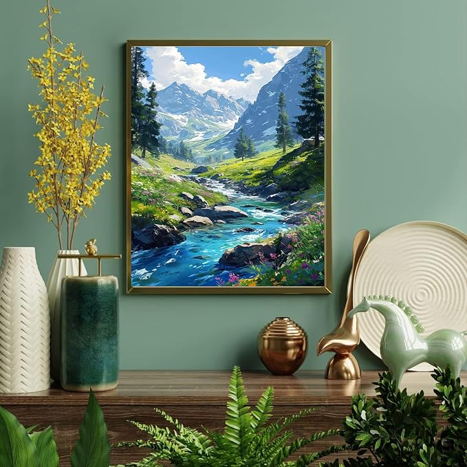 Mountain Paint by Number for Adults, Landscape Paint by Numbers for Adults | Paint by Numbers for Adults Beginner, Mountains Paint by Numbers for Gift Home Wall Decor (Mountain, 16x20 inch) Frameless