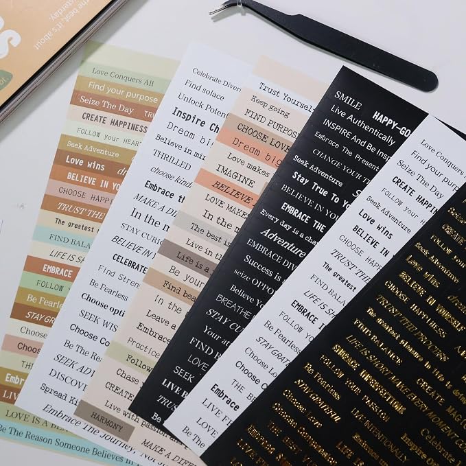 Bomichi Scrapbook Supplies, 40 Sheets 2370 Pcs Word Quote Stickers Scrapbooking Supplies, Junk Journal Supplies for Scrapbook Junk Journal Bullet Journal DIY Craft Card Making