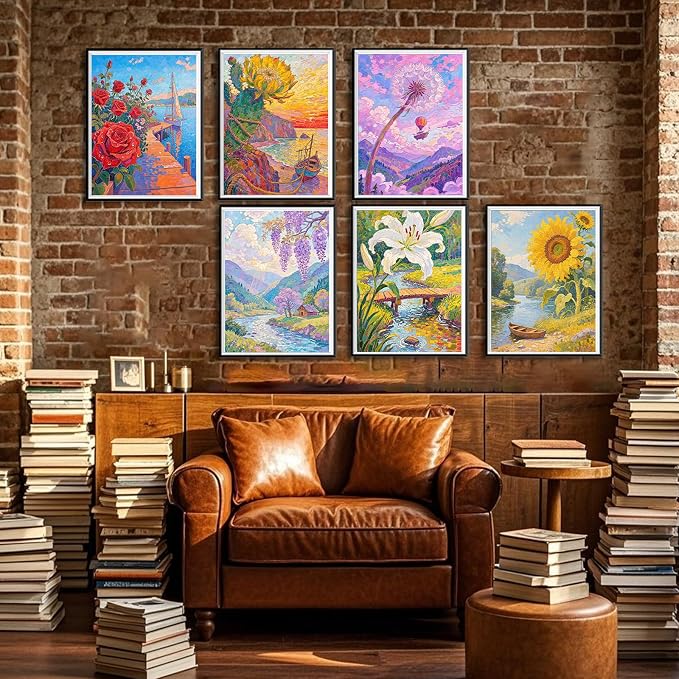 Leatrice 6 Pack Flower Diamond Painting Kits for Adults 5D Diamond Art Kits