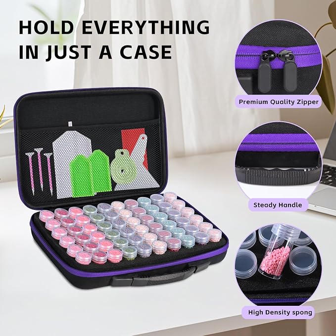 MERATIA Diamond Art Storage Organizer, 60 Jars with Accessories