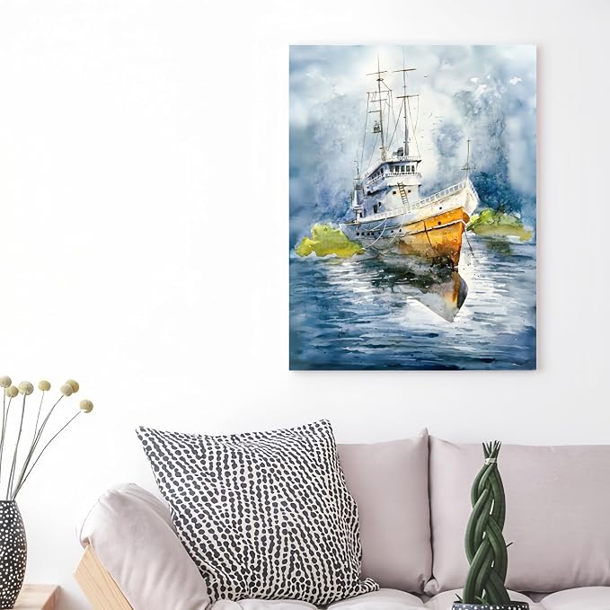 GXGLLPZBY Ship Painting by Numbers for Adults Beginner,15.7X19.7 inch | Paint by Number Kits on Canvas,DIY Oil Acrylic Number Painting Kit Home Wall Decor