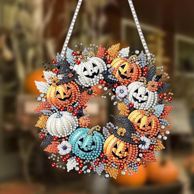 RYMILIE Halloween Diamond Art Kits for Adults Pumpkins 8x8inch