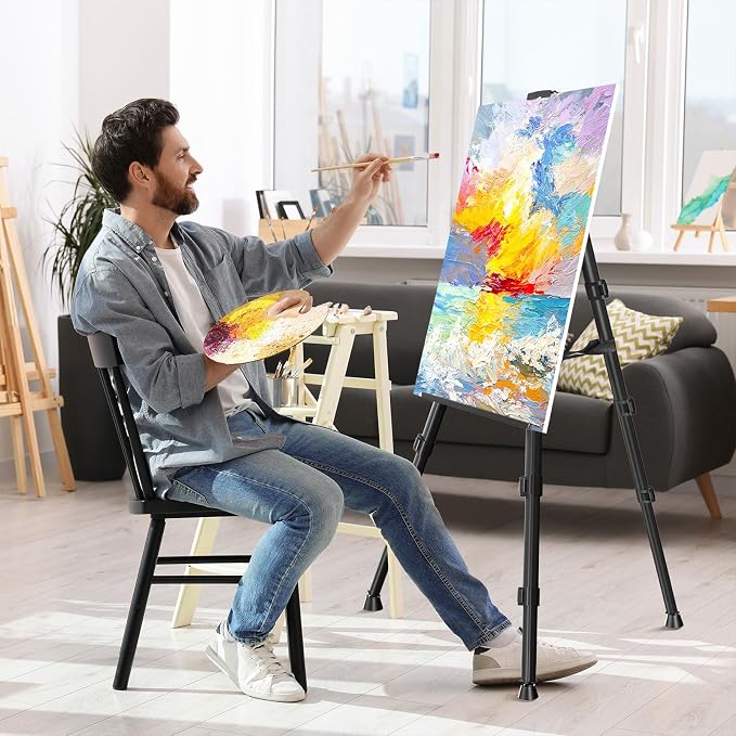 Easel Stand for Sign, Hemndic 66" Easels Stand for Painting Heavy Duty, Portable Travel Easel for Display (2 Pack)