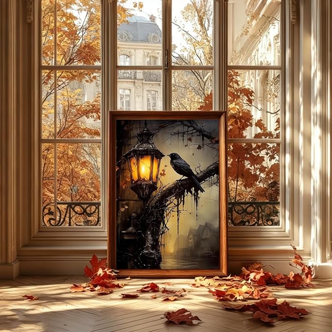 PHANTASYART Gothic Paint by Numbers Kit for Adults 16x20inch | Crow Paint by Number Adult, Raven Canvas Paint by Numbers for Adults, DIY Acrylic Painting Kit, Dark Academia Wall Art