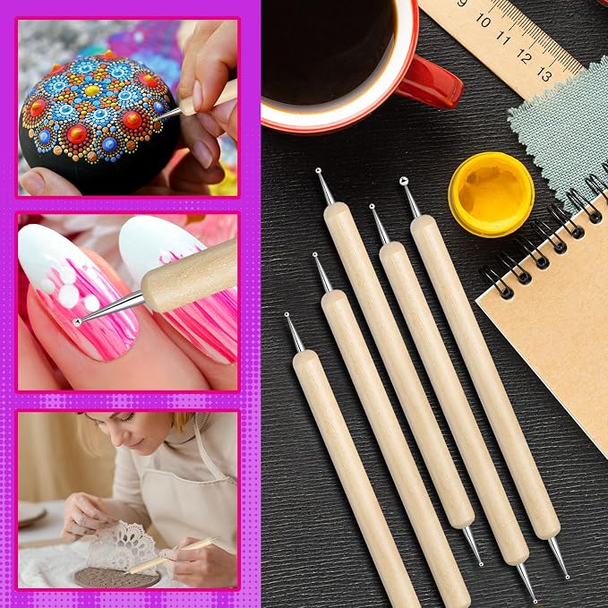 20Pcs Dotting Tools for Painting,Wooden Embossing Tools Tracing Stylus for Transfer Paper Drawing Paper