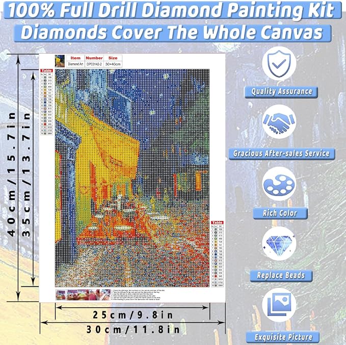 3 Pack Van Gogh Diamond Art Kits for Adults Diamond Painting Kit Beginner