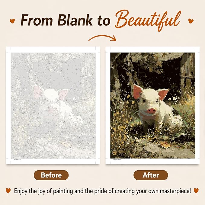 AUKELHJ Paint by Numbers Kit for Adults Beginner, Pig, 16X20 Inch | Paint by Number for Adults, Beginner Friendly, High-Definition Color Canvas, Stress Relief, Home Decor, Gifts, Unframed
