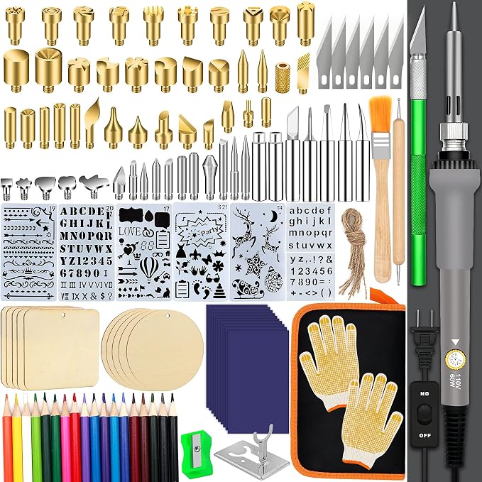 137PCS Wood burning Kit, DIY Creative Tool Set Soldering Woodburning Kit