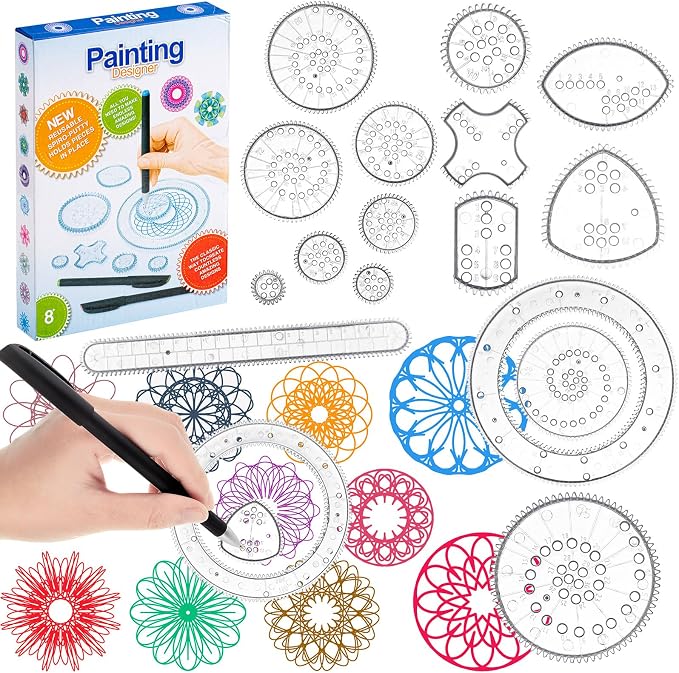 Chivao Spiral Art Kit Circle Stencils Drawing Tool Geometric Ruler,Classic