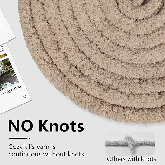 Cozyful Chunky Yarn for Hand Knitting - #10 Chunky Chenille Yarn, Jumbo Big Thick Chunky Yarns for Crocheting, Super Bulky Chunky Knit Blanket Yarns, 8 Skein (22 yds 8 oz Each Skein), Khaki