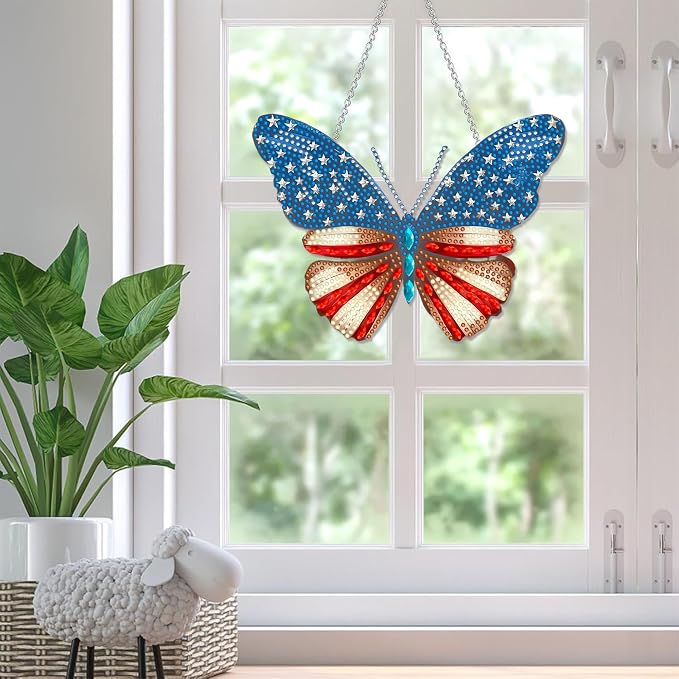 SKRYUIE Butterfly Hanging Pearl Diamond Art Kits for Adults Suncatcher A5