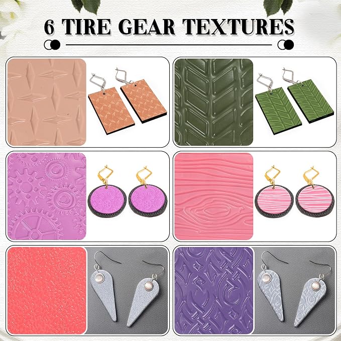XunYee 23 Pcs Polymer Clay Texture Sheets for Earrings Jewelry Making 17 x 25 Boho Clay Fondant Texture Mats for Pottery Earrings Jewelry Making DIY Crafts