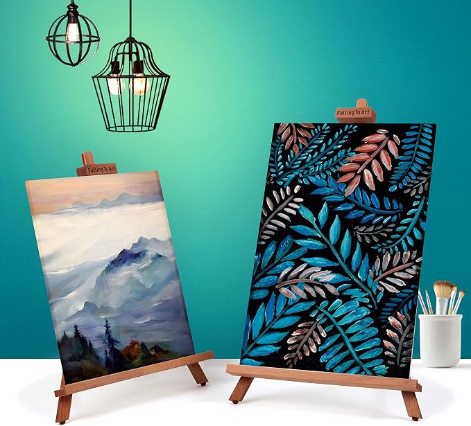 2 Pack Beechwood 25’’ Tabletop Easel Display Stand Set for Painting | Holding Canvas Up to 22 1/2 Inches High, Artist A-Frame Tripod with Rubber Feet, Portable Photo and Sign Holder