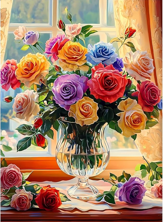 Ycydilirab Flowers Paint by Numbers Kits for Adults - Paint by Number Flowers,DIY Adults Paint by Numbers on Canvas Drawing Colorful Paintworks Artwork for Gifts and Wall Docer 16x20inch