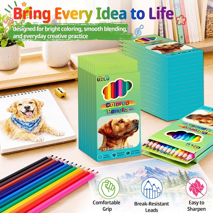 360 Count Colored Pencils Bulk, 30 Packs Colored Pencils, 12 Colors Pre-sharpened Coloring Pencils for Adults, Bulk School Supplies for Teachers, Classroom Prizes, Drawing Sketching Shading