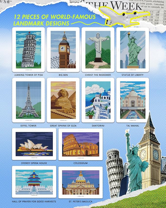 forever young Minigem World-Famous Landmark Diamond Art Kits, 5x7 Inch Card
