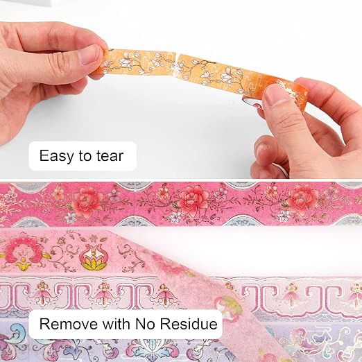Lychii 12 Rolls Washi Tape Set, 5M/16.4Ft Long Vintage Masking Tape, 15mm