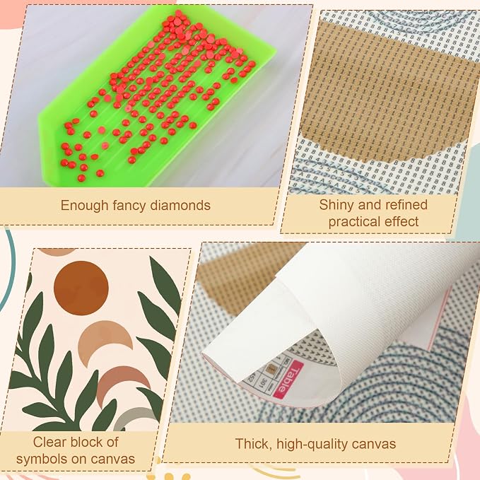 Yeaqee 4Pcs Diamond Art Kits for Adult Gem Painting Kit, Boho