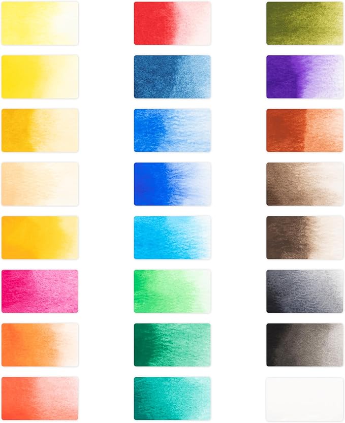 Castle Art Supplies 24 X 12ml Watercolor Paint Set for Adults - New Formula | Richer, intense colors in easy-squeeze tubes - just add water for smooth, vibrant results, presentation box included