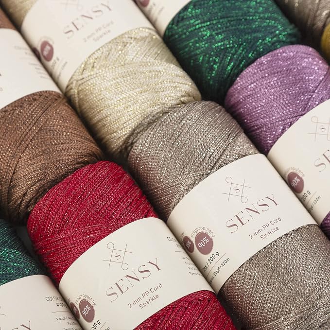 S Sensy 2mm - Premium Polypropylene Macrame Cord, Mustard Sparkle 252 Yards