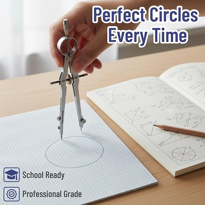 Mr. Pen- Geometry Set, 15 pcs, Pink, 6 Inch Swing Arm Protractor, Divider | Set Squares, Ruler, Compasses and Protractor