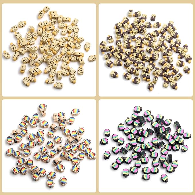 100 Pcs Popsicle Polymer Clay Beads Cartoon Heishi Spacer Beads Supplies for DIY Bracelet Earring Necklace Jewelry Making