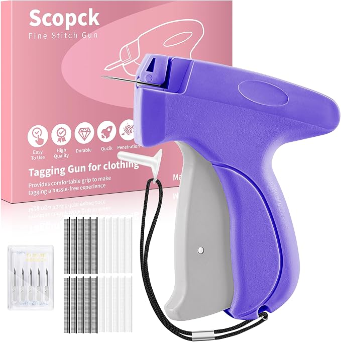 Stitch Gun for Clothes - Handheld Stitch Gun Quick Clothing Fixer - Mini Sewing Kit Micro Tagging Gun - Includes 6 Needle, 1000 Black Fasteners & 1000 White Fasteners