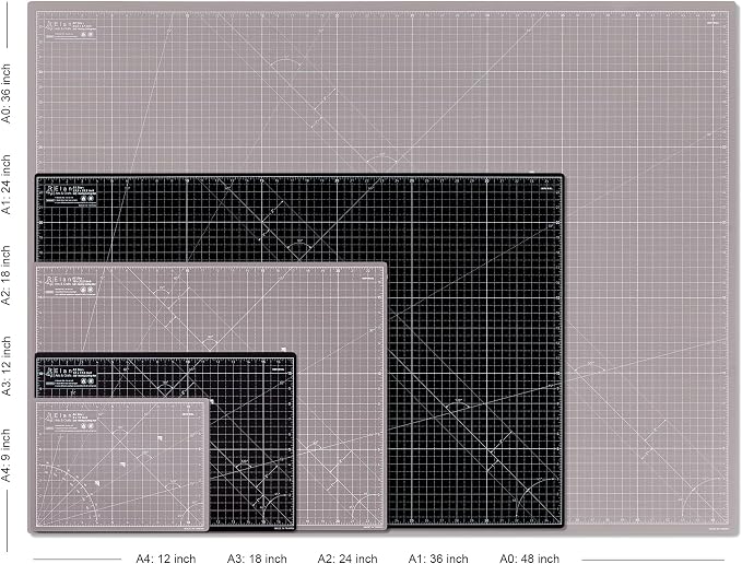 Elan Cutting Mat A4 Black & Taupe, Self Healing Cutting Mat 9x12 Inch, 5-Ply Craft Board Black, Hobby Board for Crafts 9x12 Inch