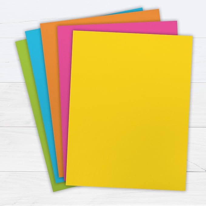 Printworks Neon Colored Paper, 24 lb, 5 Assorted Florescent Colors, FSC Certified, 100 Sheets, 8.5 x 11 Inch (00579), Single (Pack of 2)