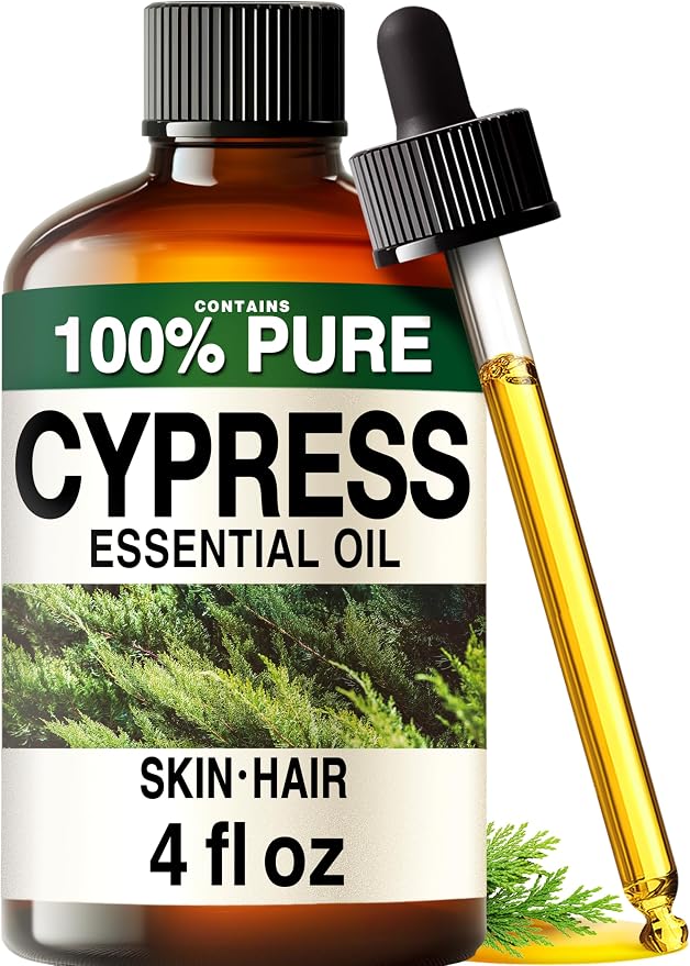 Kukka 100% Pure Cypress Essential Oil for Skin, Diffuser, 4 Fl Oz | Undiluted Cypress Oil for Diffuser Blends, Massage, Aromatherapy & DIY Soap Making with a Calming Woodsy Scent