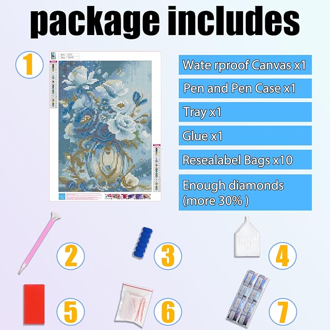 Ycydilirab Flowers Diamond Art Kits for Adults- 5D Diamond Painting for Adults Flowers, DIY Gem Painting Perfect for Relaxation and Home Wall Decor 12x16inch
