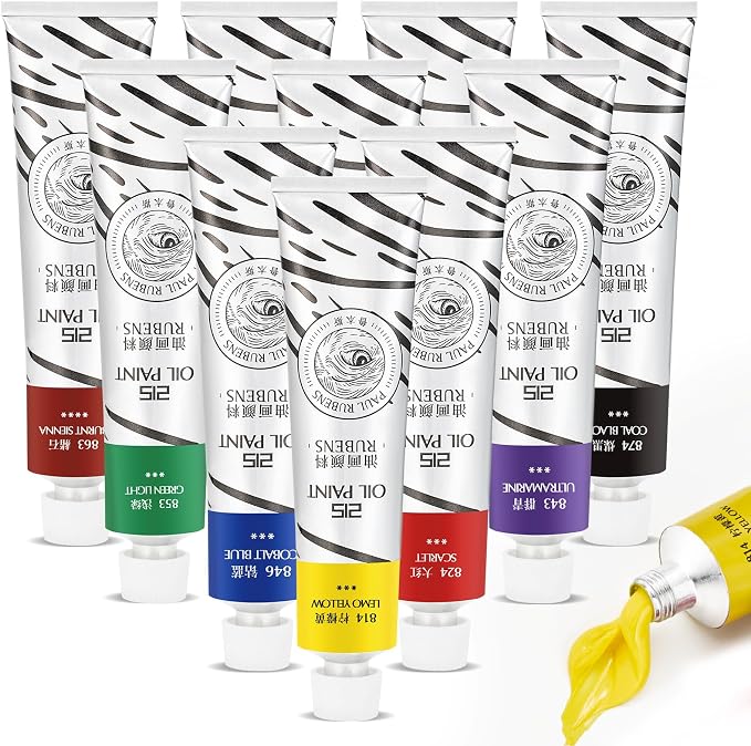 Paul Rubens Oil Paint, 10 Basic Colors*170 ml Large Professional Tubes | Oil Based Paint with High Saturation, Creamy Texture, and Consistency,Art Supplies for Artists, Students, Beginners