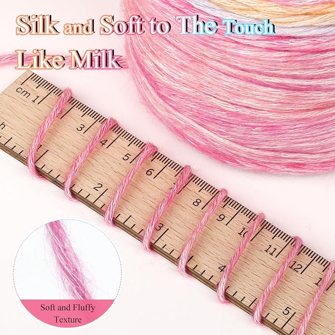 Katech 4 Pack Gradient Cake Yarn for Crocheting-Ombre Yarn-Super Soft | 100g/3.52 oz-DK Light Weight #3-60% Cotton 30% Acrylic 10% Wool-Perfect for Scarves, Shawls, Blankets and Garments(J)