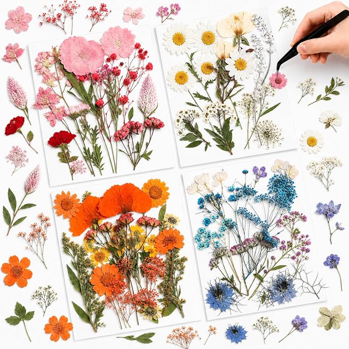 Nuanchu Real Dried Pressed Flowers Wildflower Stem for Resin Mold Craft DIY