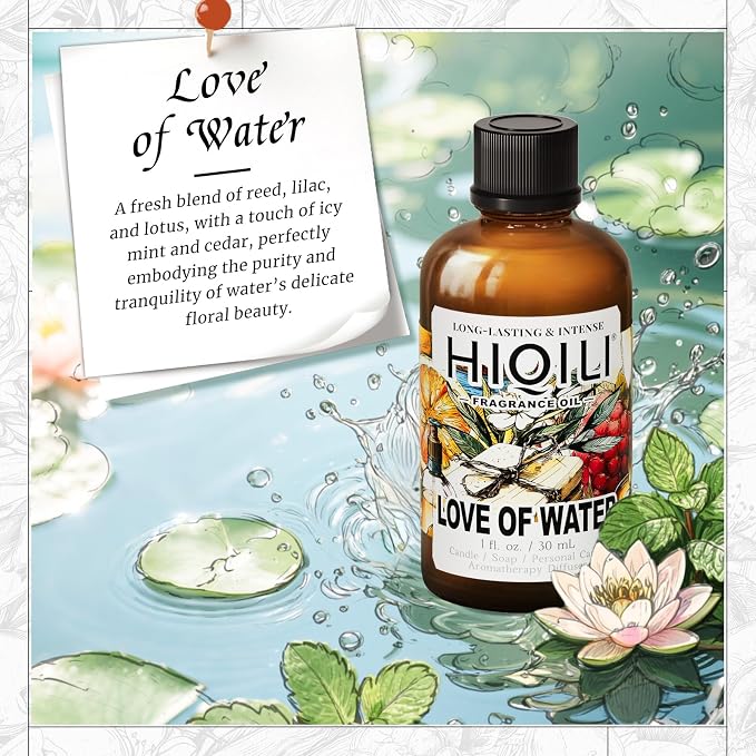 HIQILI Love of Water Fragrance Oil for Aromatherapy Diffuser, Inspired by Kenz. o's L'Eau, Great for Making Scented Candles, Bath Soaps, More DIY Projects - 1.0 Fl Oz(Pack of 1)