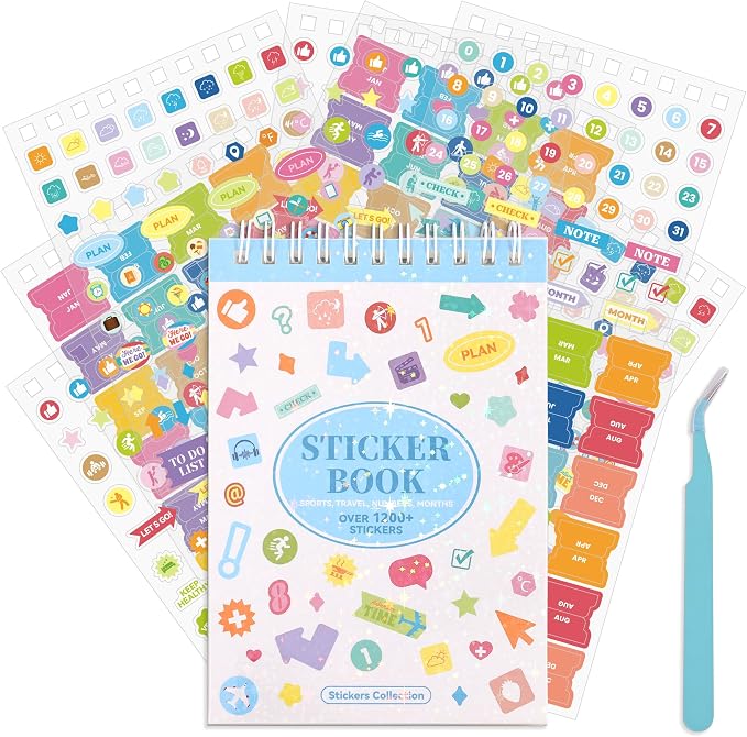 1200+ Monthly Planner Stickers for Women & Men - Aesthetic Happy Planner Accessories Enhance and Streamline Your Planner, Journal and Calendar, PET Material Bullet Journal Sticker Book for Daily Life