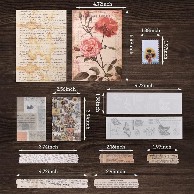 GNILLKO 300 PCS Vintage Scrapbook Supplies Kit | Scrapbook Paper Junk Journal Supplies with Stickers for Planner, Bullet Journaling, Junk Journal