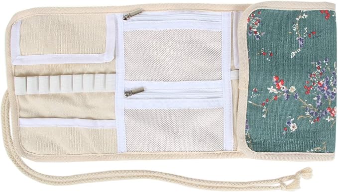 Teamoy Crochet Hook Case Organizer, Crochet Hook Roll Bag, Plum Flowers