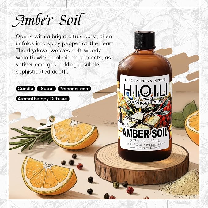 HIQILI Amber Soil Fragrance Oil for Diffuser & Perfume Making