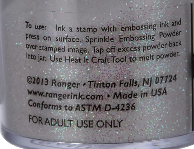 Ranger EPJ00-709 Embossing Powder .60oz, Holographic, 1.75 x 1.5 x 1.5