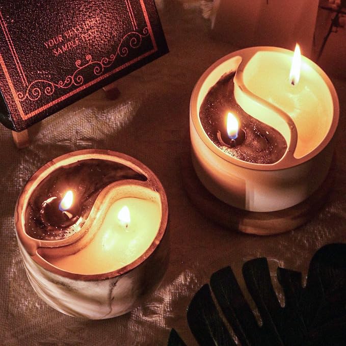 Tai Chi Candle Holder Silicone Mold Yin Yang Candle Vessels Resin Concrete Cement Mold Unique Silicone Resin Jar Box Container Storage Mold DIY Jewelry Trinket Holder Succulent Pot Decoration