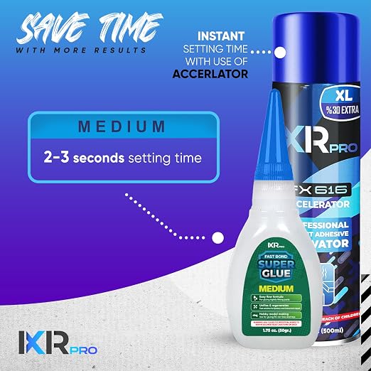 ixirpro CA Glue with Activator, Medium, 1.75oz + 16.9oz Kit