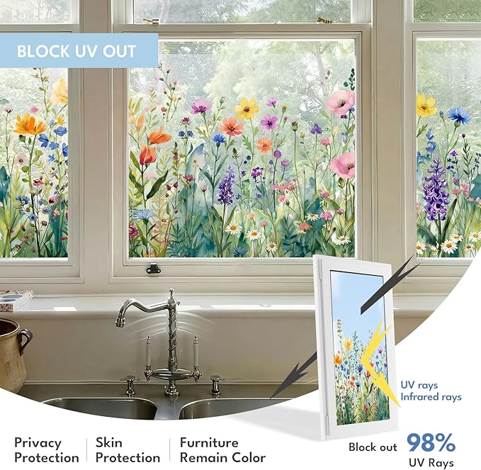 ADD.HERES Stained Glass Window Film, Window Film Decorative, 17.5 x 78.7 in