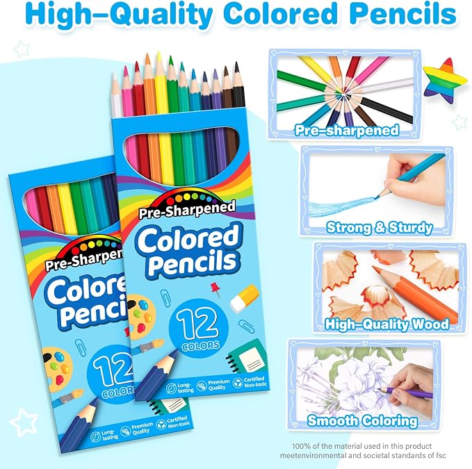 Jyusmile 1152 Count Colored Pencils Bulk, 96 Pack Coloring Pencils for Kids | 12 Assorted Colors, Pre-sharpened, Back to School Supplies for Teachers, Classroom Prizes, Drawing Art Supplies