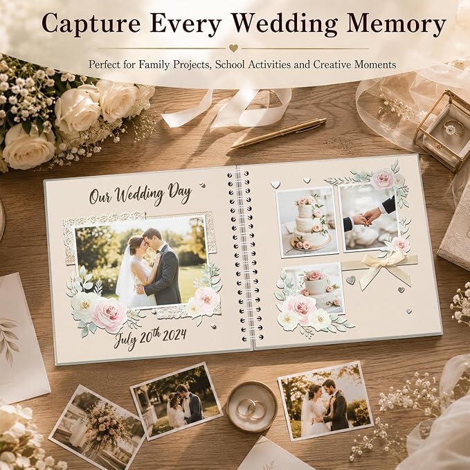 10x10 Inch DIY Scrapbook Album 40 Pages (20 Sheets), Hardcover Kraft Paper